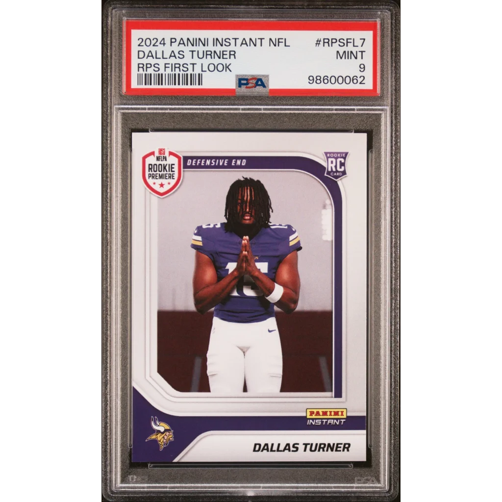 Graded PSA 9 2024 Panini Instant Dallas Turner Vikings Rookie Card