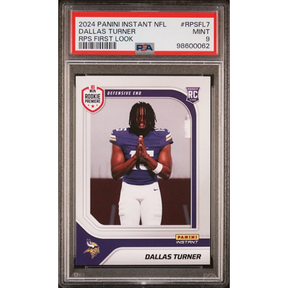 Graded PSA 9 2024 Panini Instant Dallas Turner Vikings Rookie Card