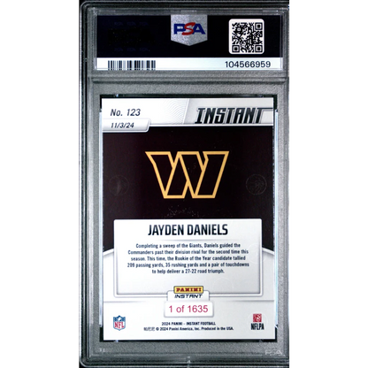 Professional sports authenticator graded Jayden Daniels Panini Instant NFL rookie card