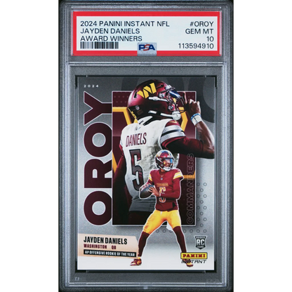PSA Graded 2024 Jayden Daniels NFL Rookie of the Year Card trading card
