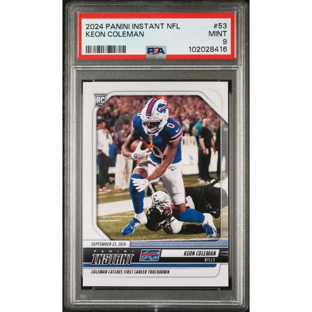 A graded Mint 9 PSA Keon Coleman 2024 Panini Instant NFL rookie card