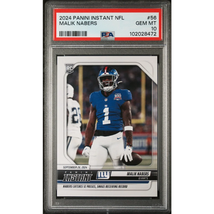 PSA graded 2024 Panini Instant NFL Malik Nabers rookie card for NFL Malik Nabers fans