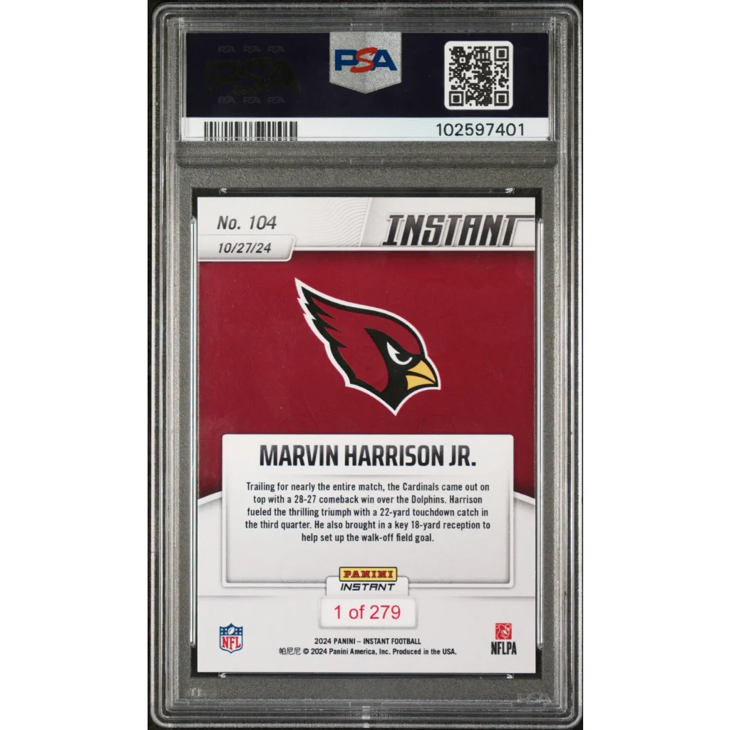 PSA 10 Graded 2024 Panini Instant Marvin Harrison Jr Rookie Card