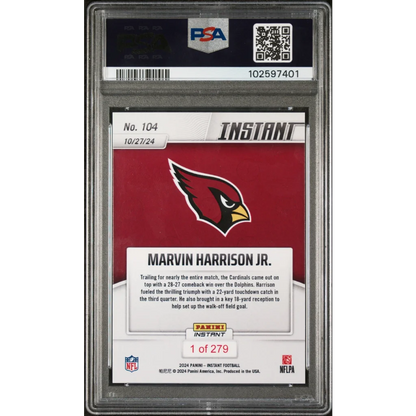 PSA 10 Graded 2024 Panini Instant Marvin Harrison Jr Rookie Card