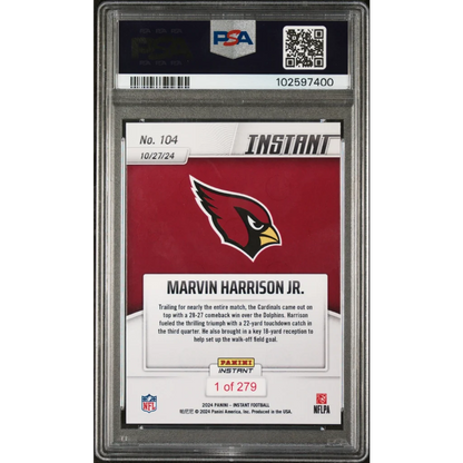 Graded 2024 Panini Instant NFL Marvin Harrison Jr #104 Rookie RC Football Card PSA 9 Mint | PSA 9 Mint Graded Rookie Card | vintageantiquesgifts.com
