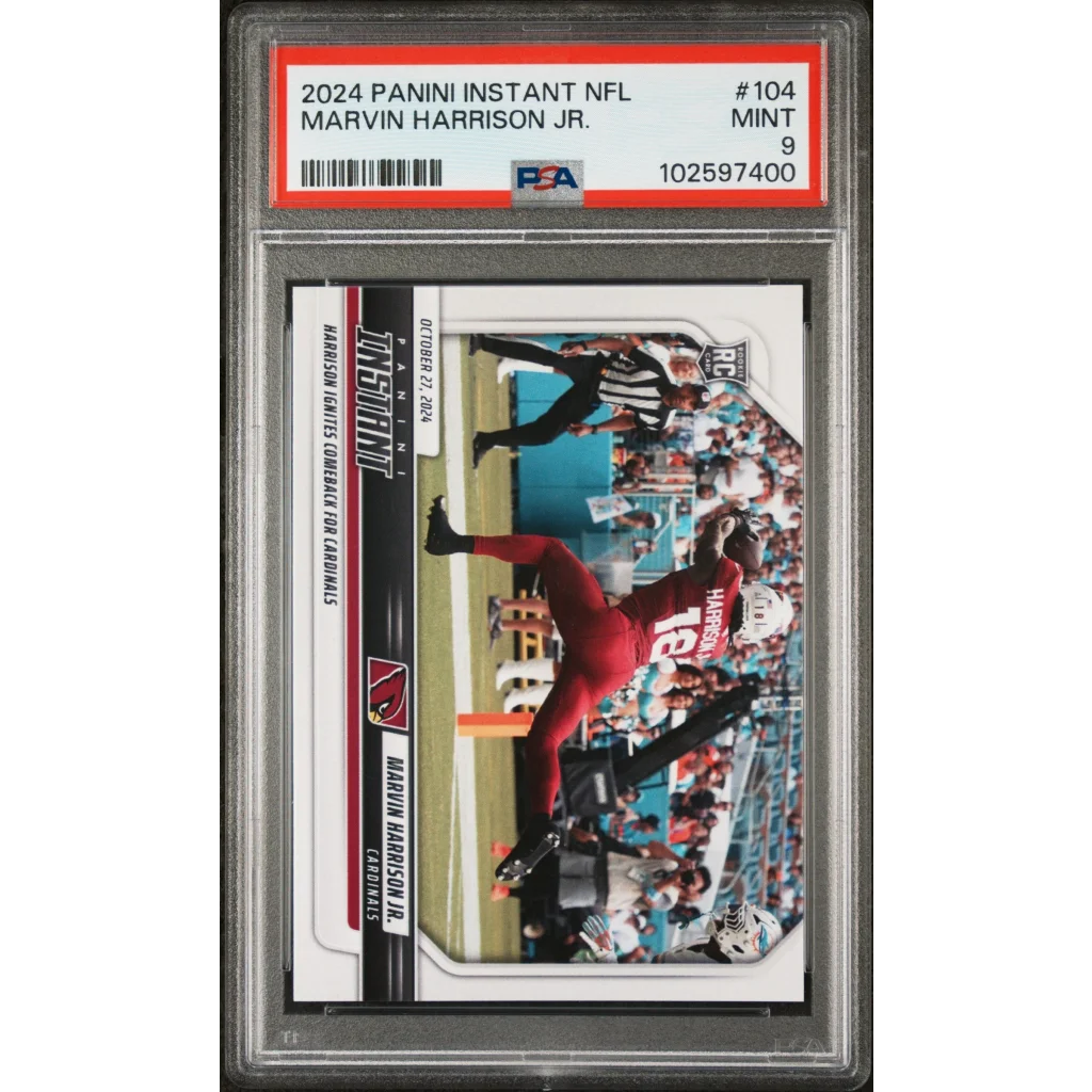 Graded 2024 Panini Instant NFL Marvin Harrison Jr #104 Rookie RC Football Card PSA 9 Mint | Hall of Fame Sports Memorabilia | vintageantiquesgifts.com
