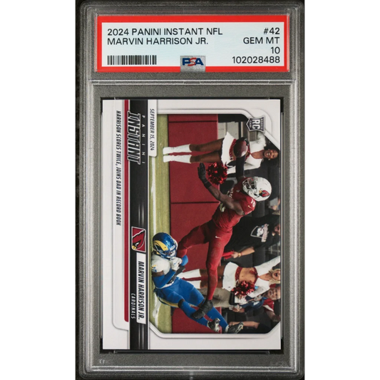PSA graded 2024 Panini Instant Marvin Harrison Jr. rookie card for NFL fans