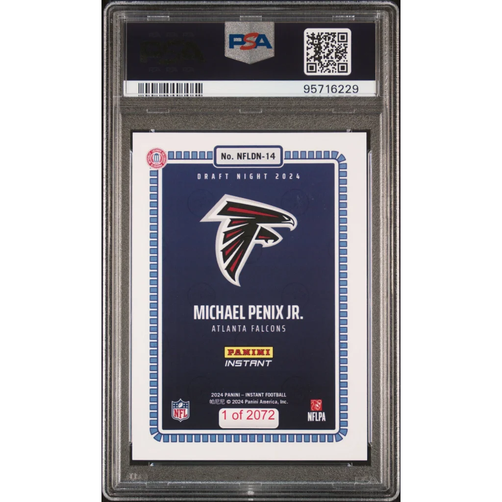 Graded 2024 Panini Instant NFL Michael Penix Jr #14 Draft Night Rookie RC Football Card PSA 10 Gem Mint | PSA 10 Gem Mint Graded Rookie Card | vintageantiquesgifts.com