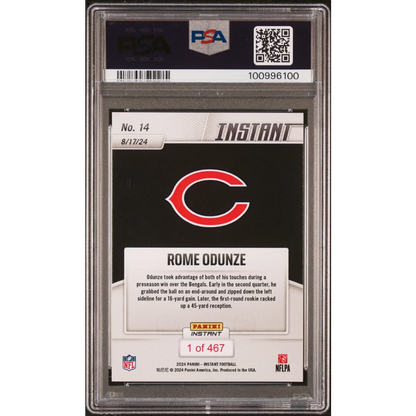 Graded 2024 Panini Instant NFL Rome Odunze #14 Rookie RC Football Card PSA 10 Gem Mint | PSA 10 Gem Mint Graded Rookie Card | vintageantiquesgifts.com