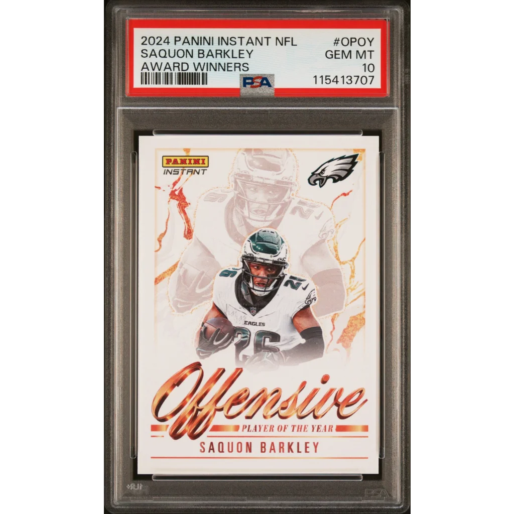 Graded 2024 Panini Instant NFL Saquon Barkley #OPOY Award Winners Football Card PSA 10 Gem Mint