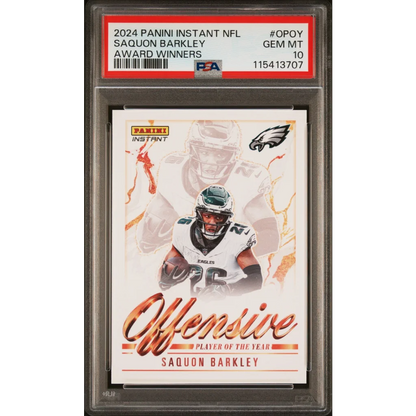 Graded 2024 Panini Instant NFL Saquon Barkley #OPOY Award Winners Football Card PSA 10 Gem Mint