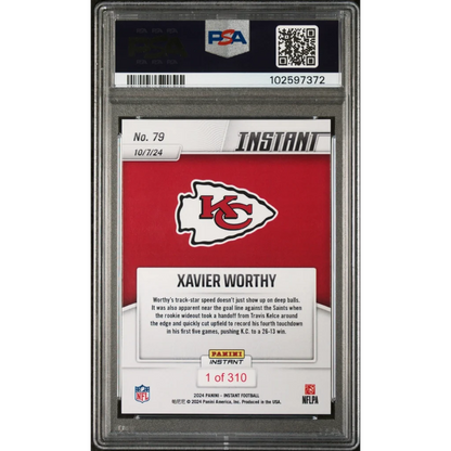PSA graded Xavier Worthy football card from professional sports authenticator Panini NFL rookie card