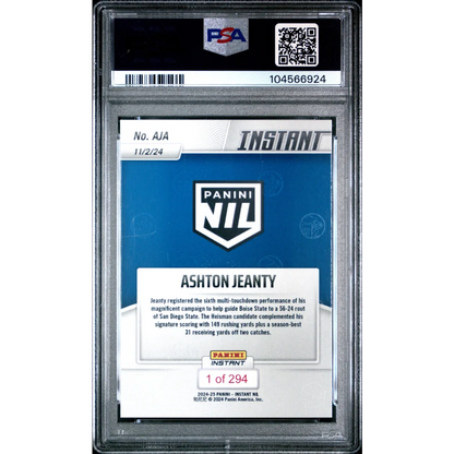 Graded 2024 Panini Instant NIL Ashton Jeanty Rookie PSA 10 Slab