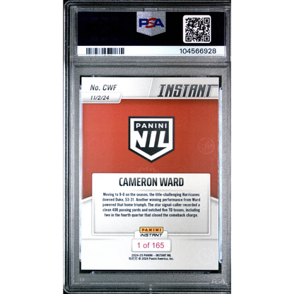 Graded 2024 Panini Instant NIL Cam Ward #CWF Rookie RC Football Card PSA 10 Gem Mint | PSA 10 Gem Mint Graded Rookie Card | vintageantiquesgifts.com
