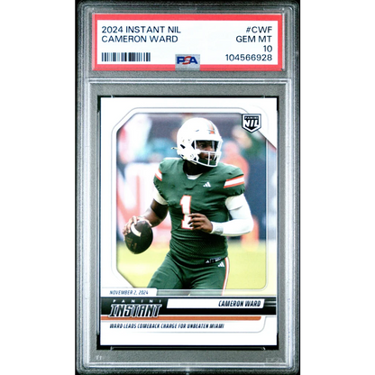Graded 2024 Panini Instant NIL Cam Ward #CWF Rookie RC Football Card PSA 10 Gem Mint | Hall of Fame Sports Memorabilia | vintageantiquesgifts.com