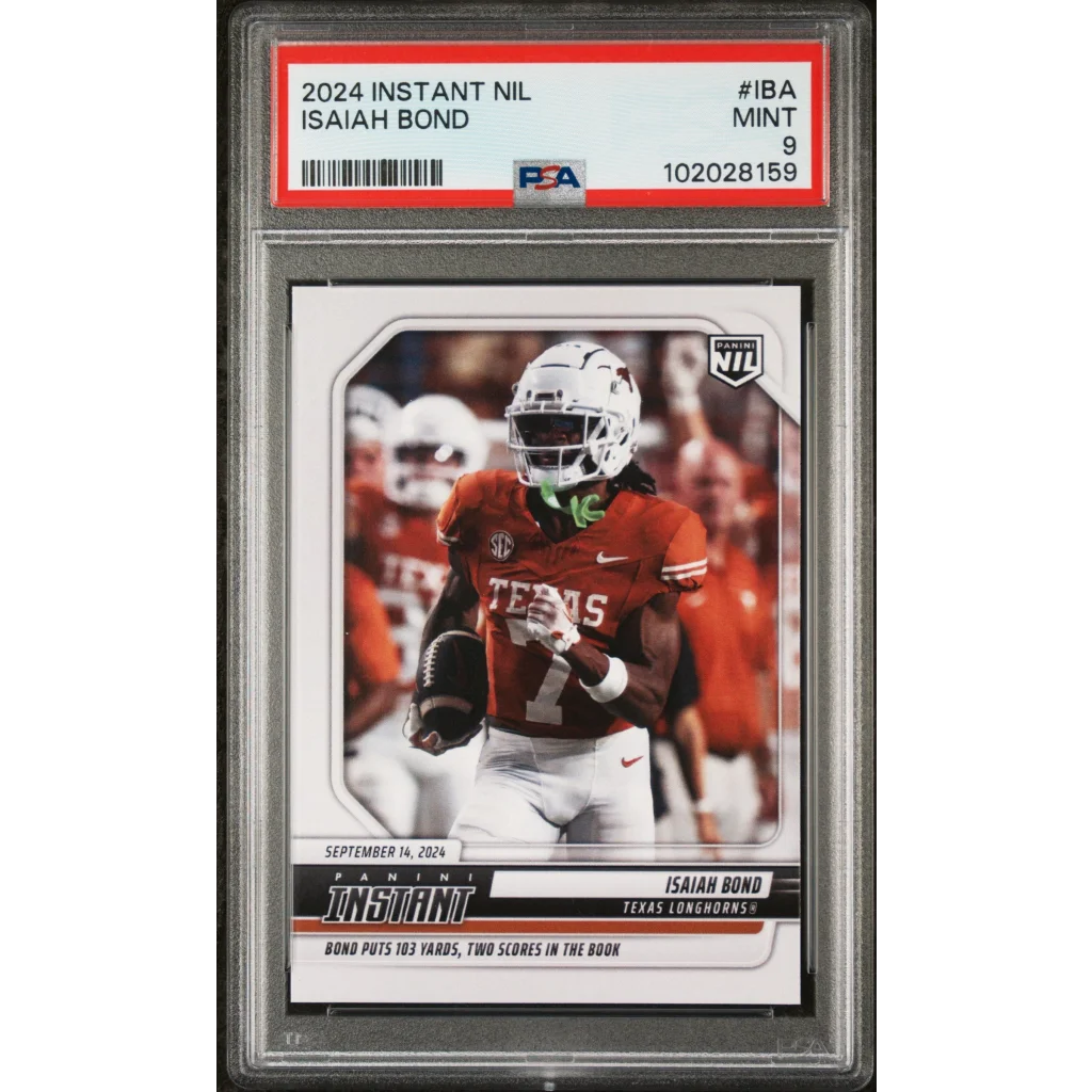 PSA graded 2024 Isaiah Bond NIL football trading card serial number 1 of 85
