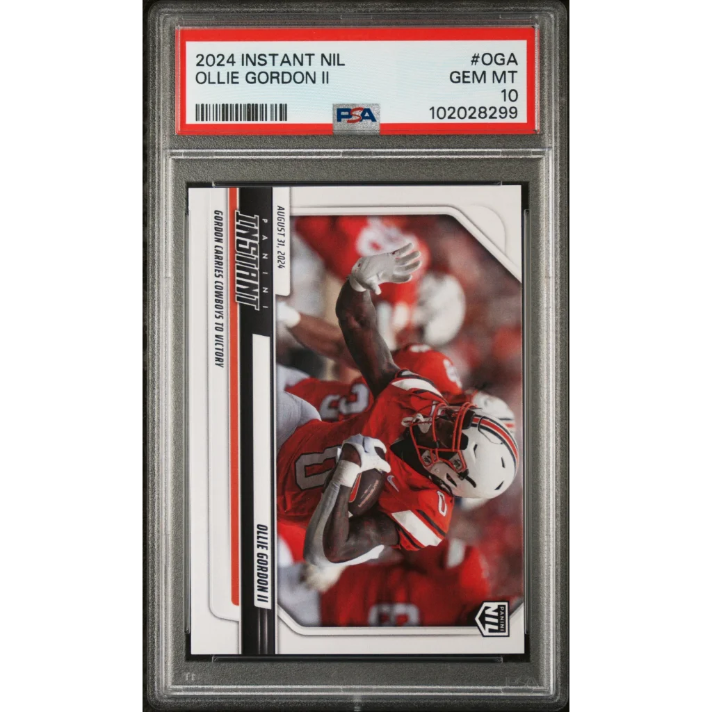 Graded 2024 Panini Instant NIL Ollie Gordon II #OGA Rookie RC Football Card PSA 10 Gem Mint | Hall of Fame Sports Memorabilia | vintageantiquesgifts.com