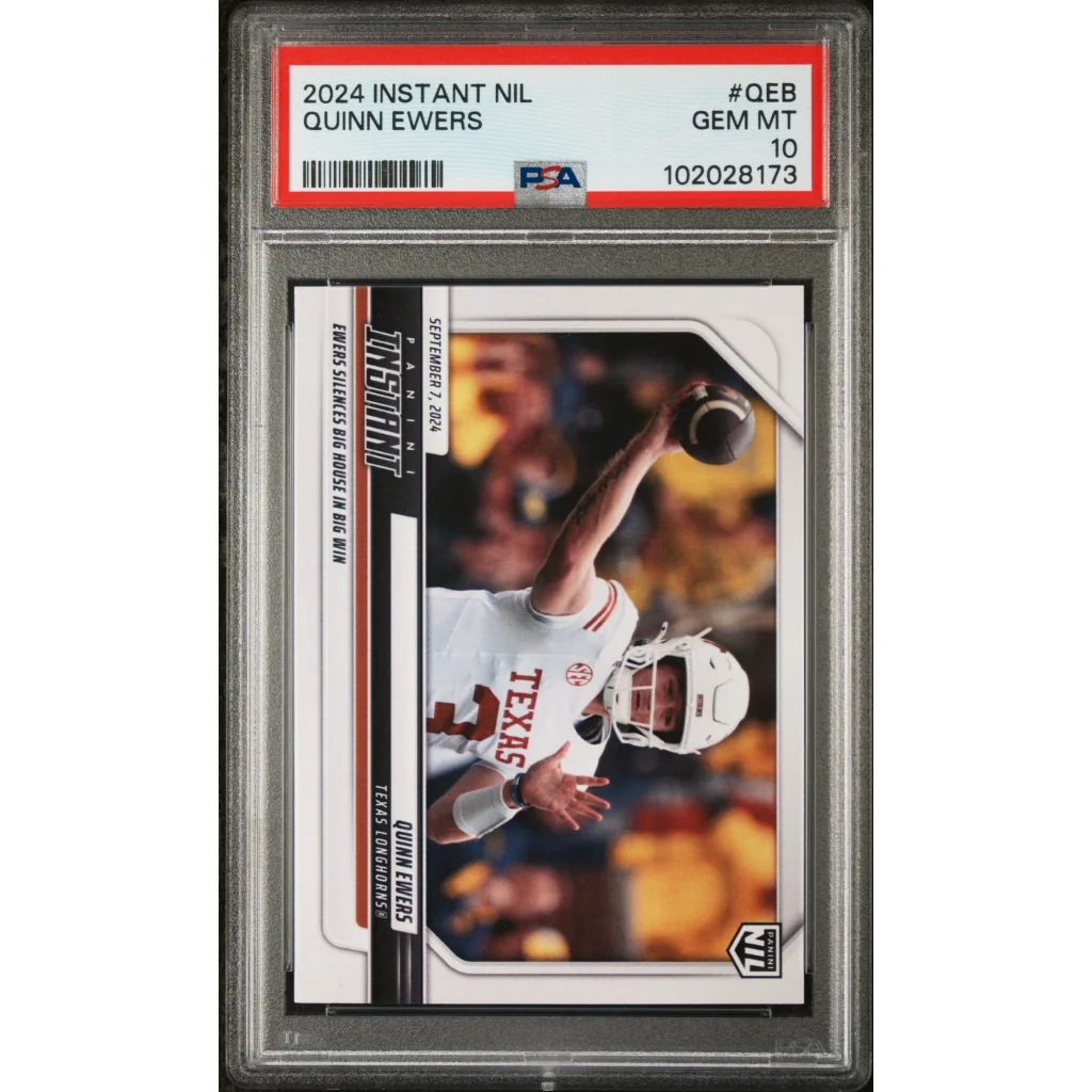 Graded 2024 Panini Instant NIL Quinn Ewers #QEB Rookie RC Football Card PSA 10 Gem Mint | Hall of Fame Sports Memorabilia | vintageantiquesgifts.com