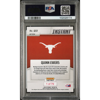 Graded 2024 Panini Instant NIL Quinn Ewers #QEB Rookie RC Football Card PSA 10 Gem Mint | PSA 10 Gem Mint Graded Rookie Card | vintageantiquesgifts.com