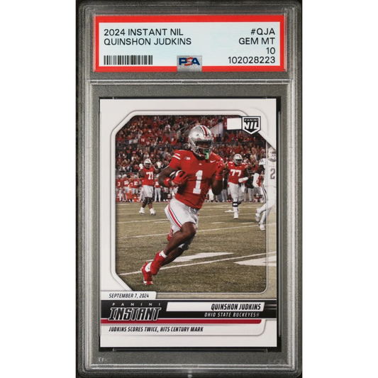 PSA Graded Quinshon Judkins Ohio State 2024 Panini Instant NIL football card