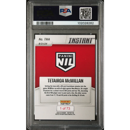 Graded 2024 Panini Instant NIL Tetairoa McMillan #TMA Rookie RC Football Card PSA 10 Gem Mint | PSA 10 Gem Mint Graded Rookie Card | vintageantiquesgifts.com