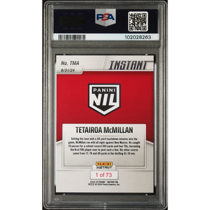 Graded 2024 Panini Instant NIL Tetairoa McMillan #TMA Rookie RC Football Card PSA 9 Mint | PSA 9 Mint Graded Rookie Card | vintageantiquesgifts.com