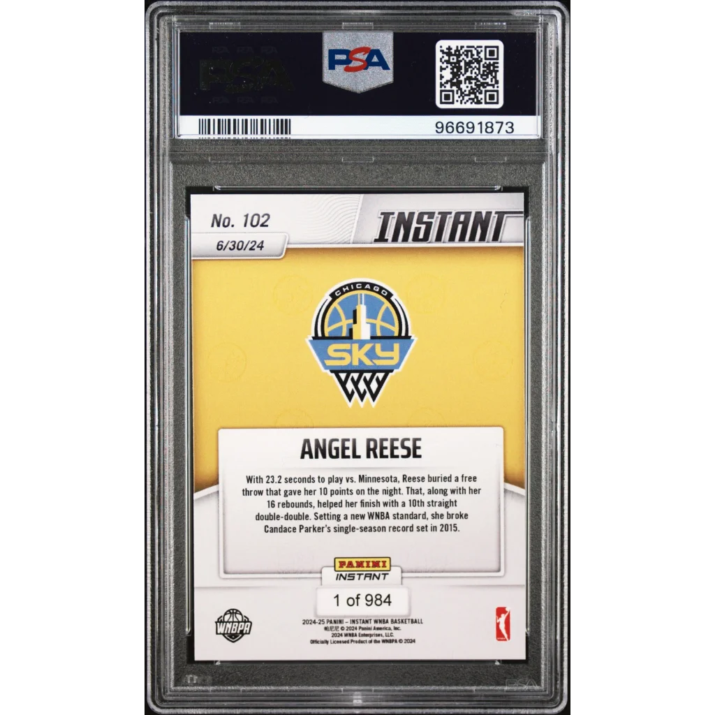 Graded 2024 Panini Instant WNBA Angel Reese #102 Rookie RC Basketball Card PSA 10 Gem Mint | PSA 10 Gem Mint Graded Rookie Card | vintageantiquesgifts.com