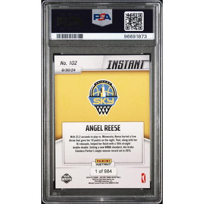 Graded 2024 Panini Instant WNBA Angel Reese #102 Rookie RC Basketball Card PSA 10 Gem Mint | PSA 10 Gem Mint Graded Rookie Card | vintageantiquesgifts.com