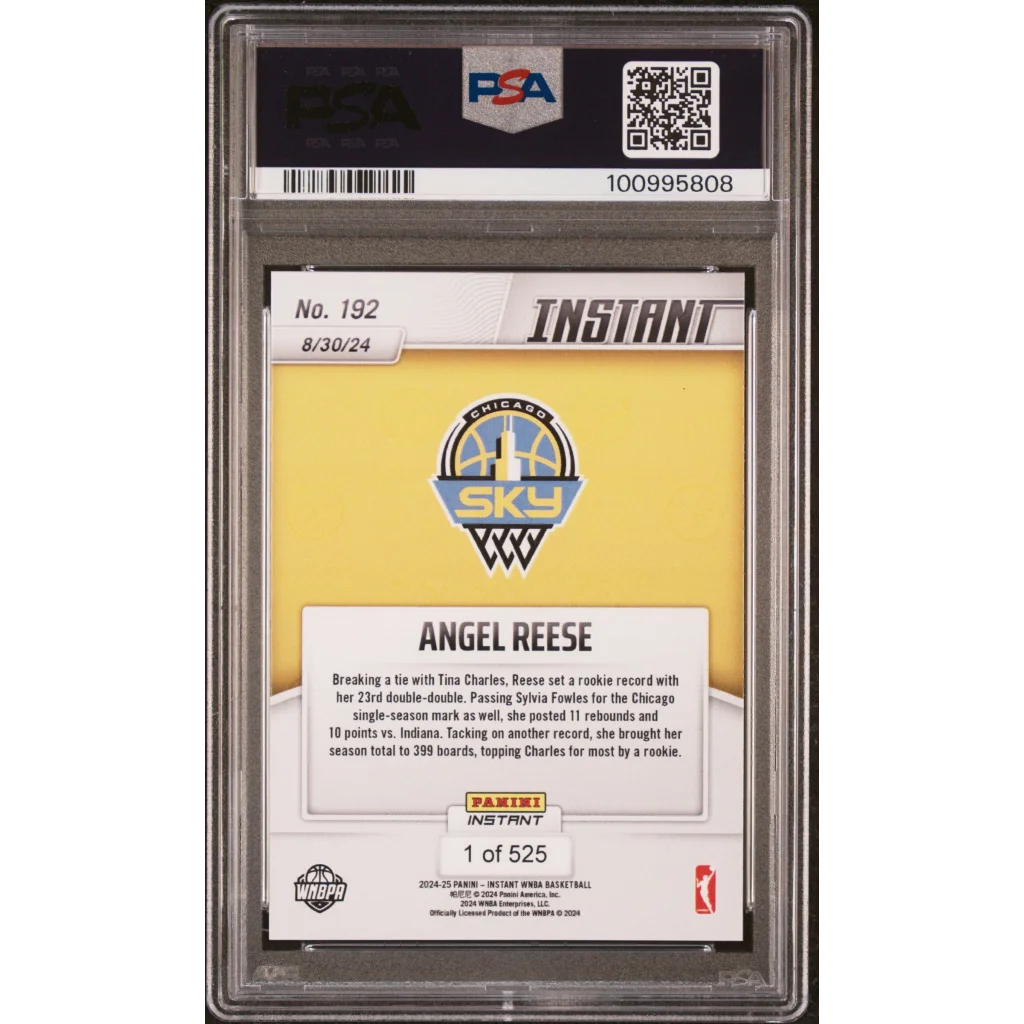 PSA graded Angel Reese 2024 Panini Instant WNBA Rookie Card basketball trading card