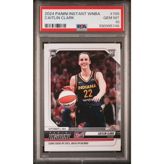 Graded PSA 10 Gem Mint 2024 Panini Instant WNBA Caitlin Clark Rookie Card #198