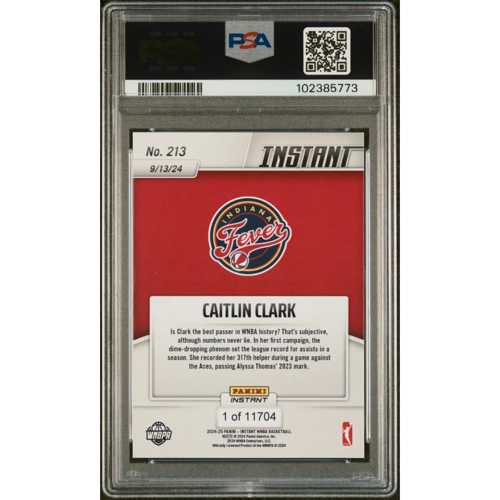 PSA Graded Caitlin Clark Rookie Card 2024 Panini Instant WNBA basketball trading card