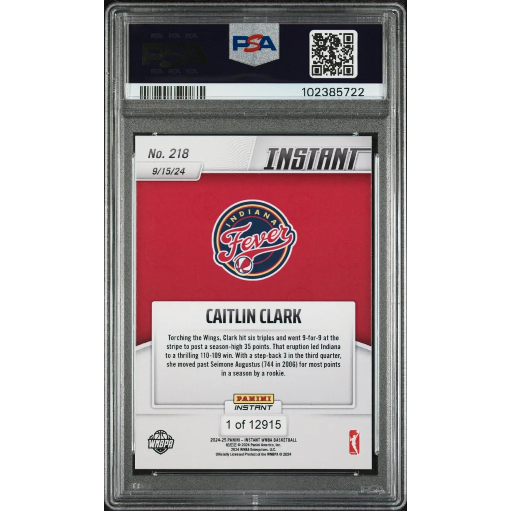 Graded PSA 10 2024 Panini Instant Caitlin Clark Rookie RC Basketball Card