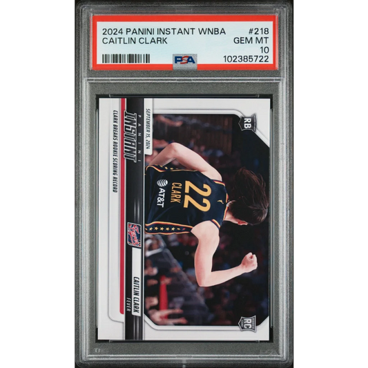 PSA graded Caitlin Clark 2024 Panini Instant WNBA rookie card in good condition