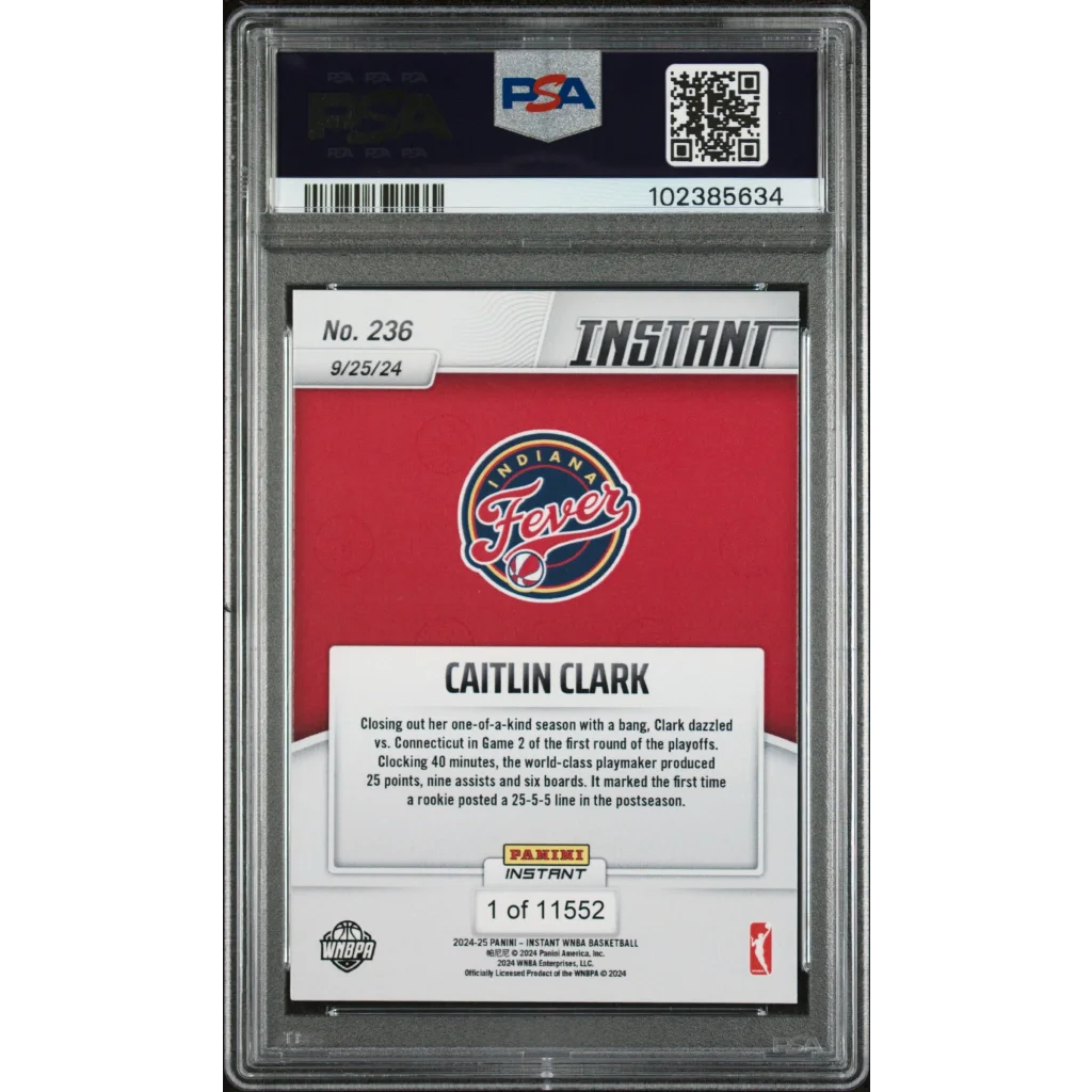 Graded 2024 Panini Instant Caitlin Clark #236 Rookie PSA 10 Gem Mint Card