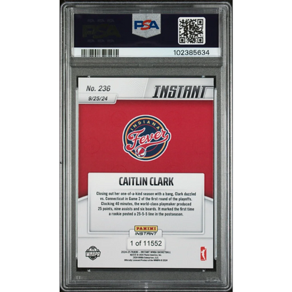 Graded 2024 Panini Instant Caitlin Clark #236 Rookie PSA 10 Gem Mint Card