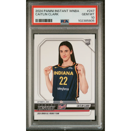 Graded PSA 10 Gem Mint Caitlin Clark 2024 Panini Instant WNBA Rookie Card