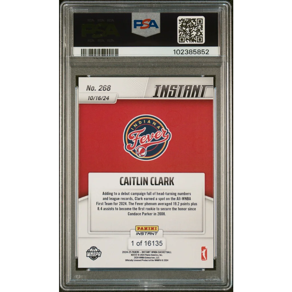 Graded Caitlin Clark Panini Instant basketball card by Professional Sports Authenticator