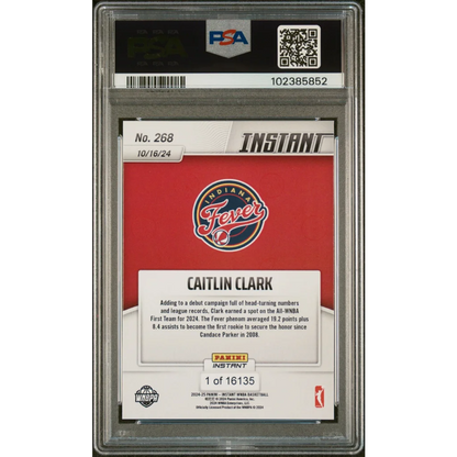 Graded Caitlin Clark Panini Instant basketball card by Professional Sports Authenticator