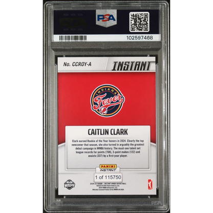 PSA graded Caitlin Clark 2024 Rookie of the Year basketball card image