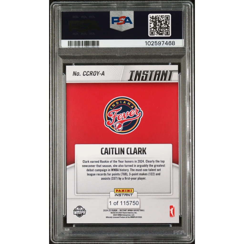 PSA 10 Graded 2024 Panini Caitlin Clark Rookie Card in Red White Slab
