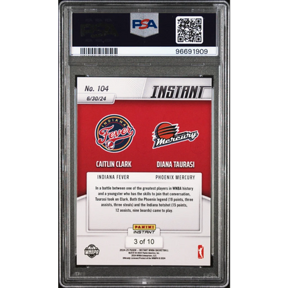 Graded 2024 Panini Instant WNBA Caitlin Clark/Diana Taurasi #104 Jaguar #/10 Basketball Card PSA 8 Near Mint | PSA 8 NM-MT Graded Basketball Card | vintageantiquesgifts.com