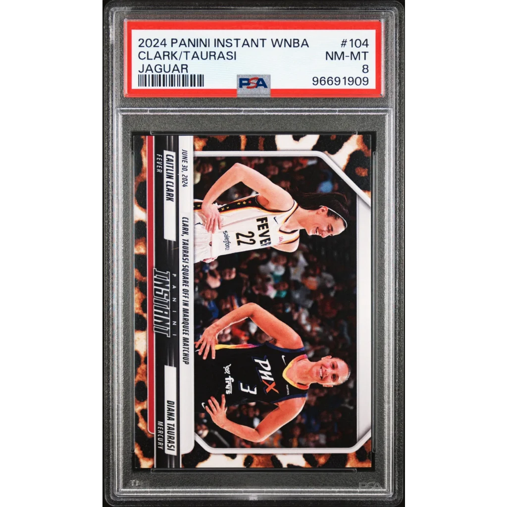 Graded 2024 Panini Instant WNBA Caitlin Clark/Diana Taurasi #104 Jaguar #/10 Basketball Card PSA 8 Near Mint | Hall of Fame Sports Memorabilia | vintageantiquesgifts.com