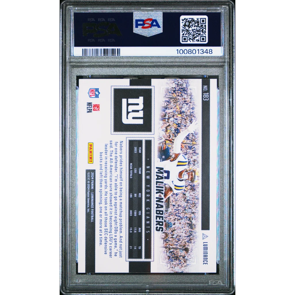 Graded PSA 10 2024 Panini Luminance Malik Nabers #183 Gold Rookie Giants RC