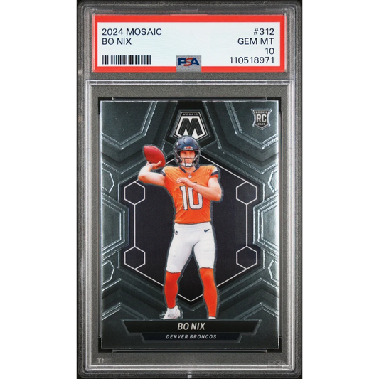 Graded PSA 10 2024 Panini Mosaic Bo Nix Broncos Rookie Card