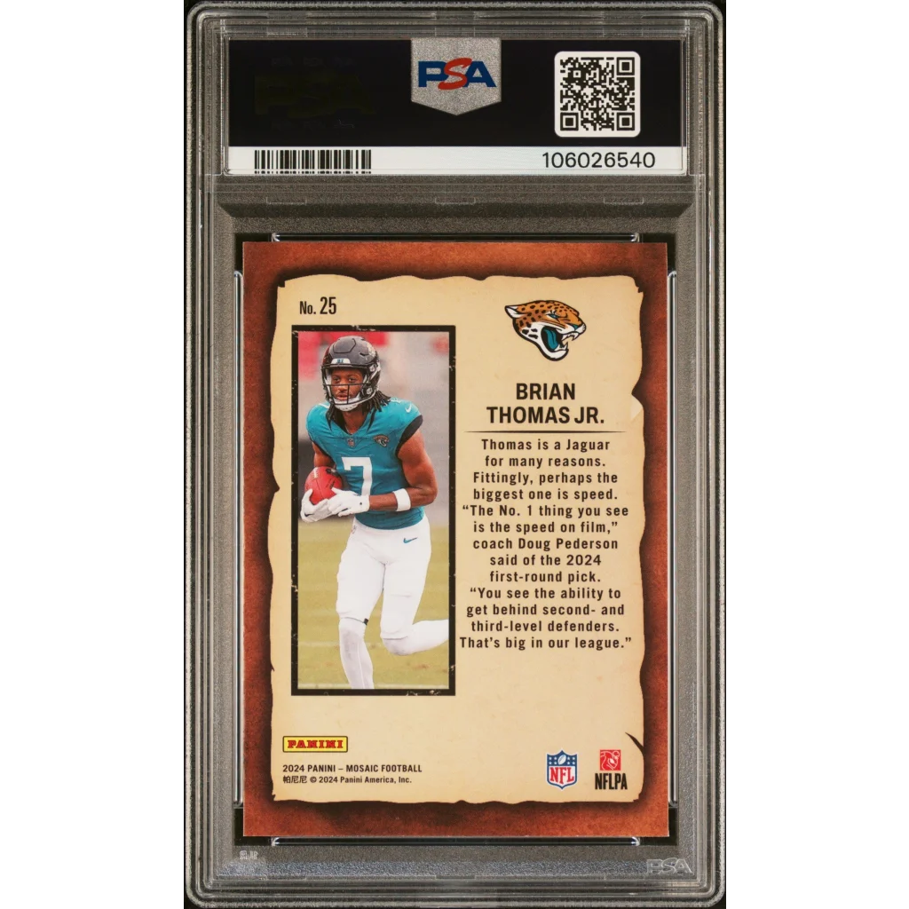 Graded PSA 10 2024 Panini Mosaic Brian Thomas Jr Notoriety Rookie RC Card