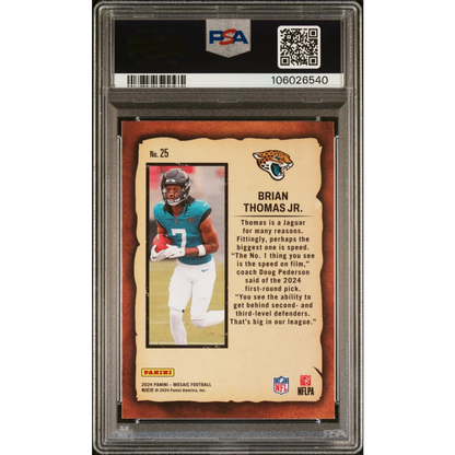 Graded PSA 10 2024 Panini Mosaic Brian Thomas Jr Notoriety Rookie RC Card