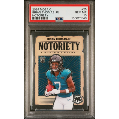 Graded 2024 Panini Mosaic Brian Thomas Jr Notoriety Rookie RC PSA 10