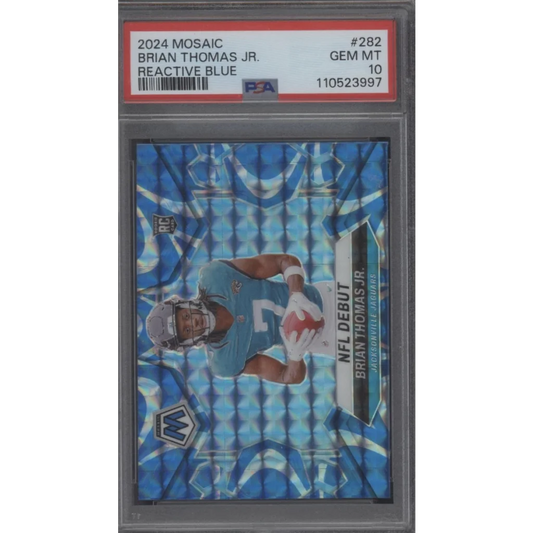 Graded 2024 Panini Mosaic Brian Thomas Jr #282 Reactive Blue Rookie RC Football Card PSA 10 Gem Mint | Hall of Fame Sports Memorabilia | vintageantiquesgifts.com
