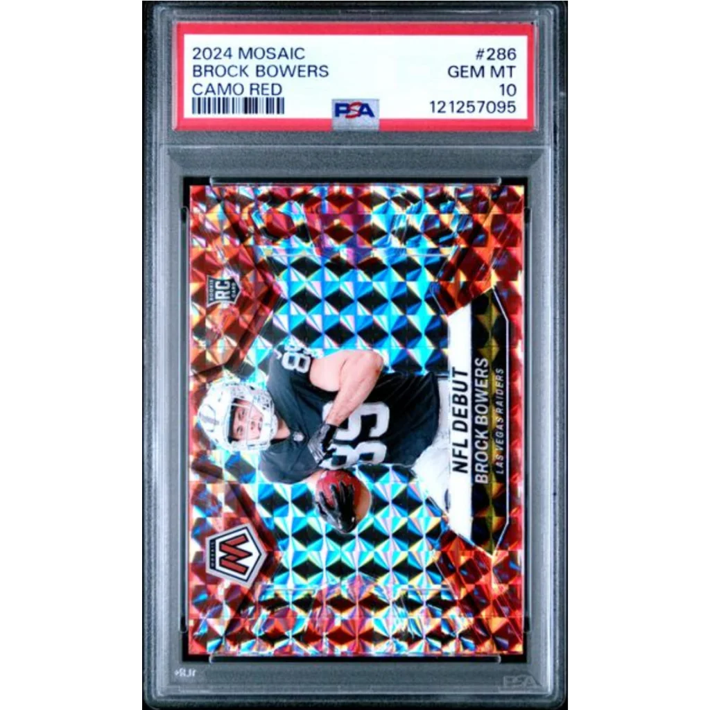Graded 2024 Panini Mosaic Brock Bowers #286 Camo Red Rookie RC Football Card PSA 10 Gem Mint | Hall of Fame Sports Memorabilia | vintageantiquesgifts.com