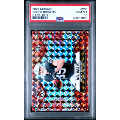 Graded 2024 Panini Mosaic Brock Bowers #286 Camo Red Rookie RC Football Card PSA 10 Gem Mint | Hall of Fame Sports Memorabilia | vintageantiquesgifts.com